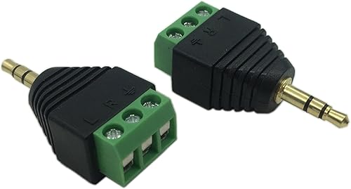 CERRXIAN 0.138 in 3 polos audio estéreo vídeo macho a 3 tornillos hembra doble pista reemplazo auricular adaptador convertidor Balum sin soldadura