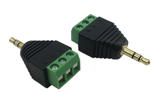 CERRXIAN 0.138 in 3 polos audio estéreo vídeo macho a 3 tornillos hembra doble pista reemplazo auricular adaptador convertidor Balum sin soldadura