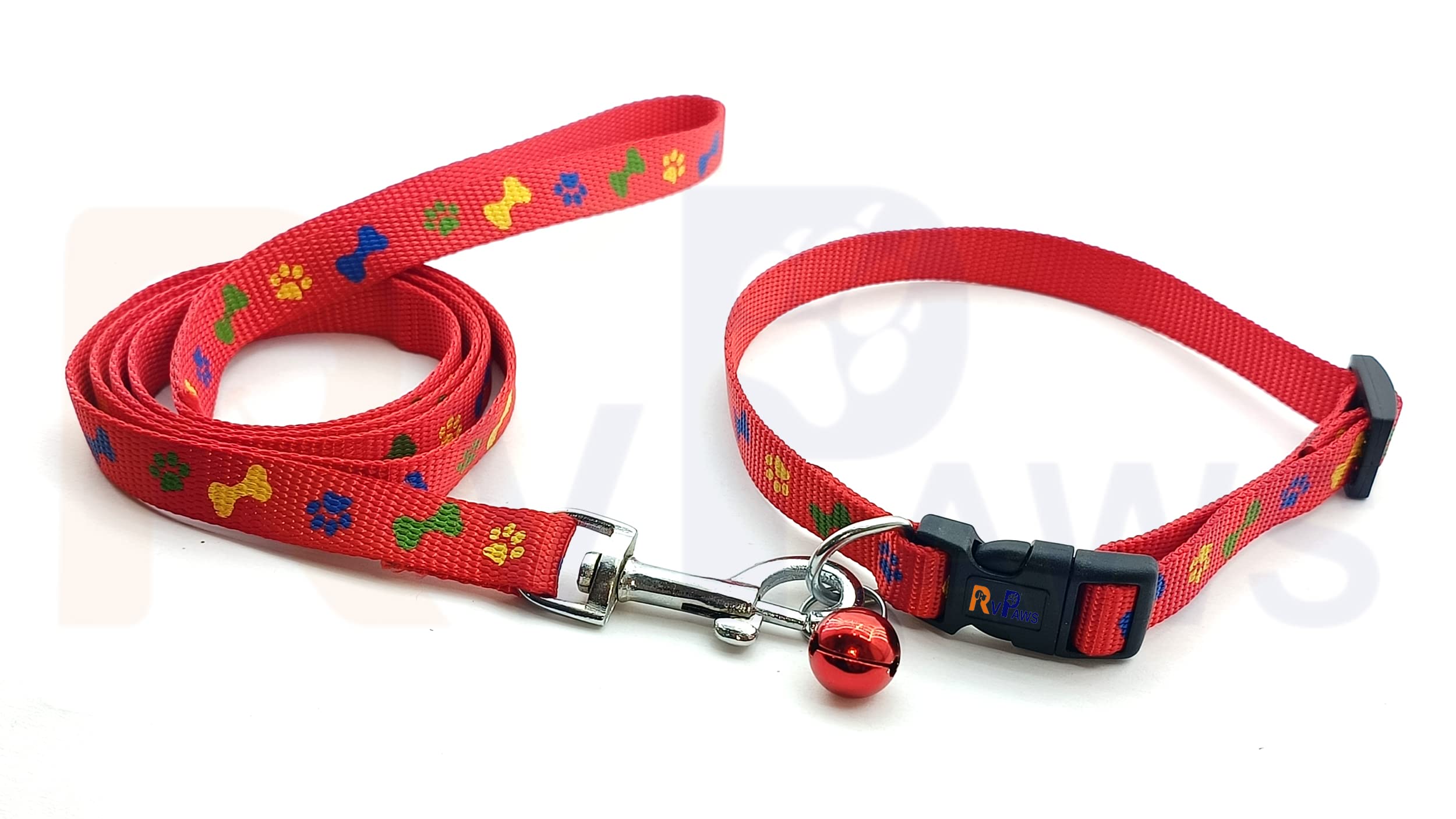 Pups&Pets 15 MM Nylon Collar and Leash Set Puppy Printed with Bell, Adjustable Buckle Collar with Leash Set Ideal for Training/Walking Puppies and Small Dogs (Red) (B0CD81V757) Amazon Price History, Amazon Price Tracker