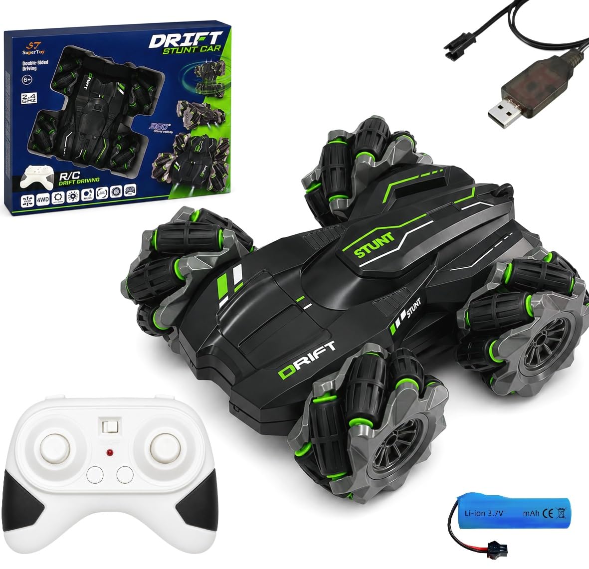 SUPER TOY Remote Control Car 4X4 Dual Sided Climbing Vehicle All-Terrain Rock Crawler Double Sided 4WD Off-Road Rechargeable Booster Spray for Kids & Adults 360° Rotate Drift Stunt RC Car-image-10