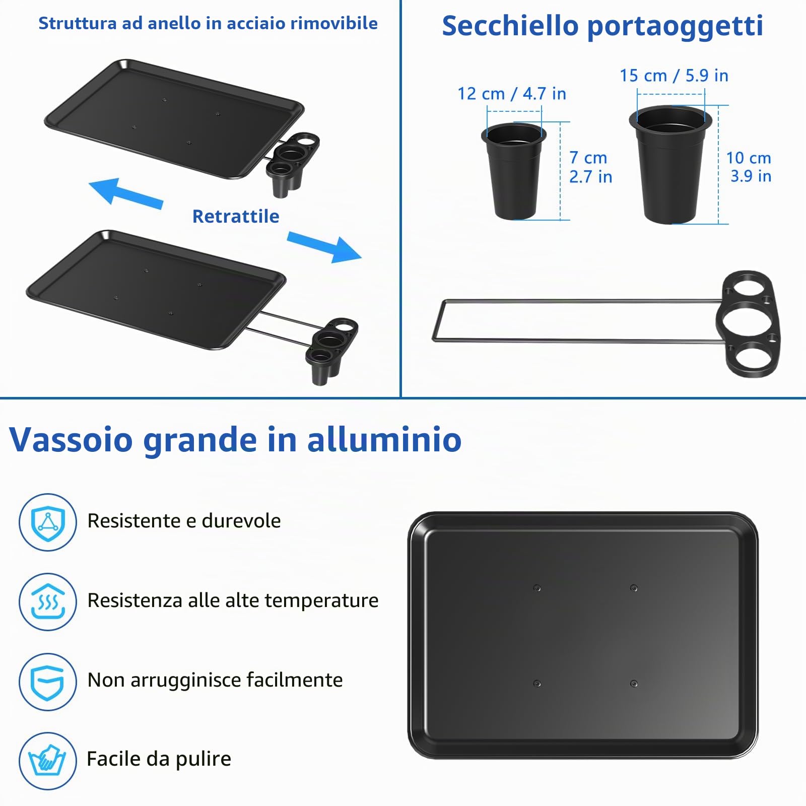 Vassoio di parrucchiere, Carrello per vassoi da salone con piattaforma portaoggetti, vassoio per tatuaggi in alluminio con carrello a ruote regolabile in altezza