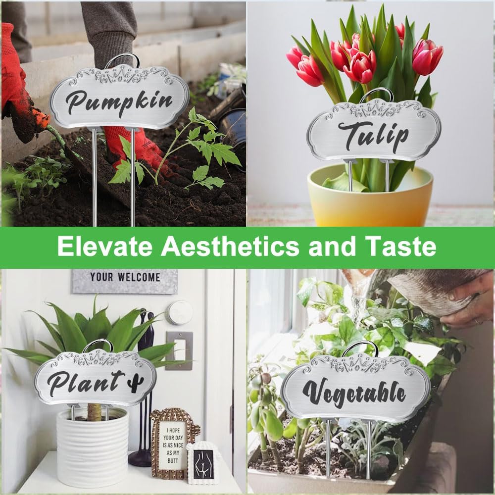 Metal Plant Labels, Tall Plant Labels, Garden Labels Outdoors for Flower, Fruit and Vegetable, Stainless Steel, Weatherproof (25 Pack, 4'' x 1.9'', Silver) - Image 2