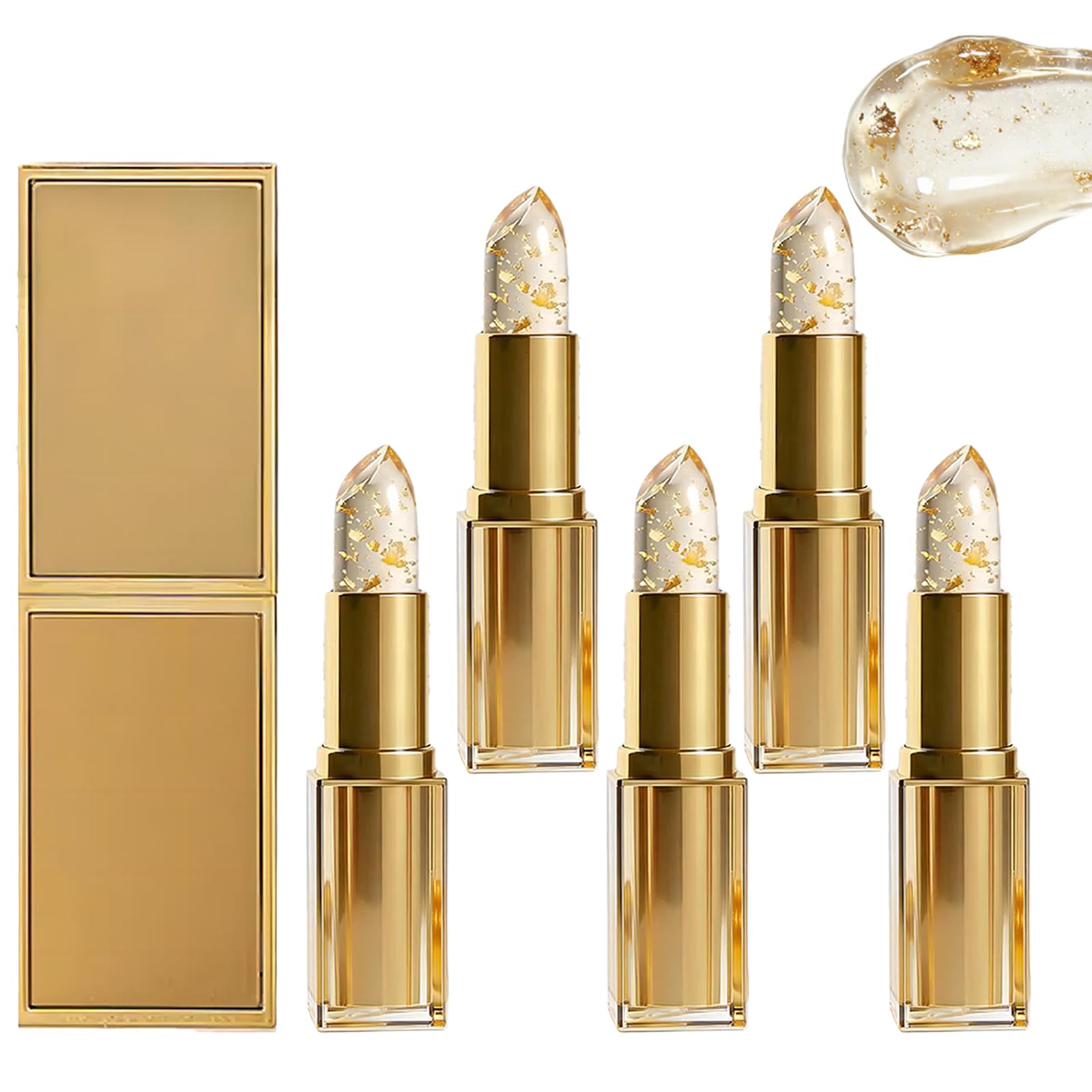 PH-regulierender Lippenstift Für Reife Frauen, Farbwechsel Von Transparent Zu Roségoldener Folie, Feuchtigkeitsspendende Und Langanhaltende Lippenpflege (5pcs)