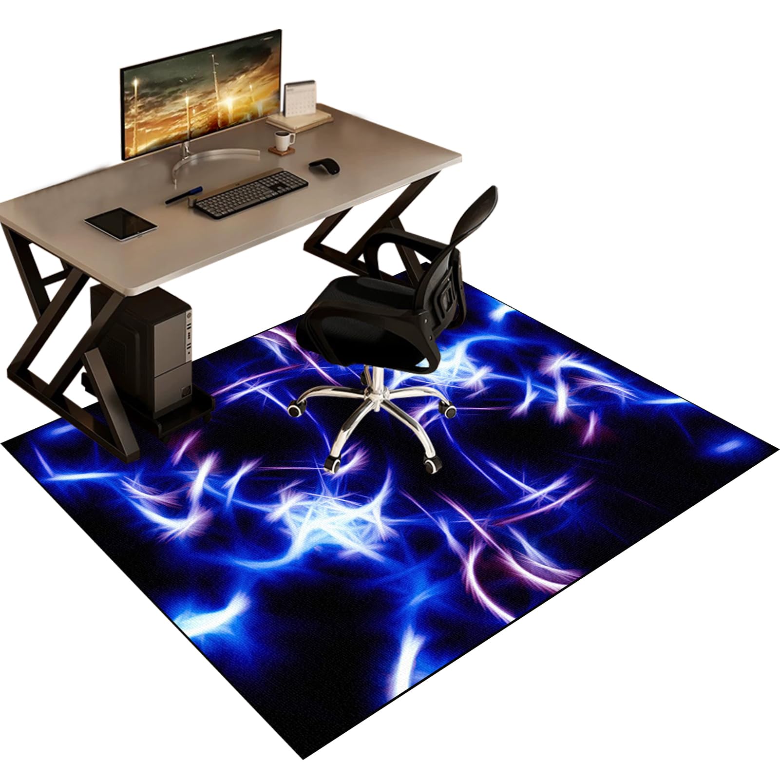 Gaming Chair Mat for Carpet, Floor Protector for Office Chair, Anti-Slip Desk Chair Mat, Office Chair Mat for Hardwood Floor, 100 x 140 cm Washable Computer Rolling Chair Mat for Home and Office