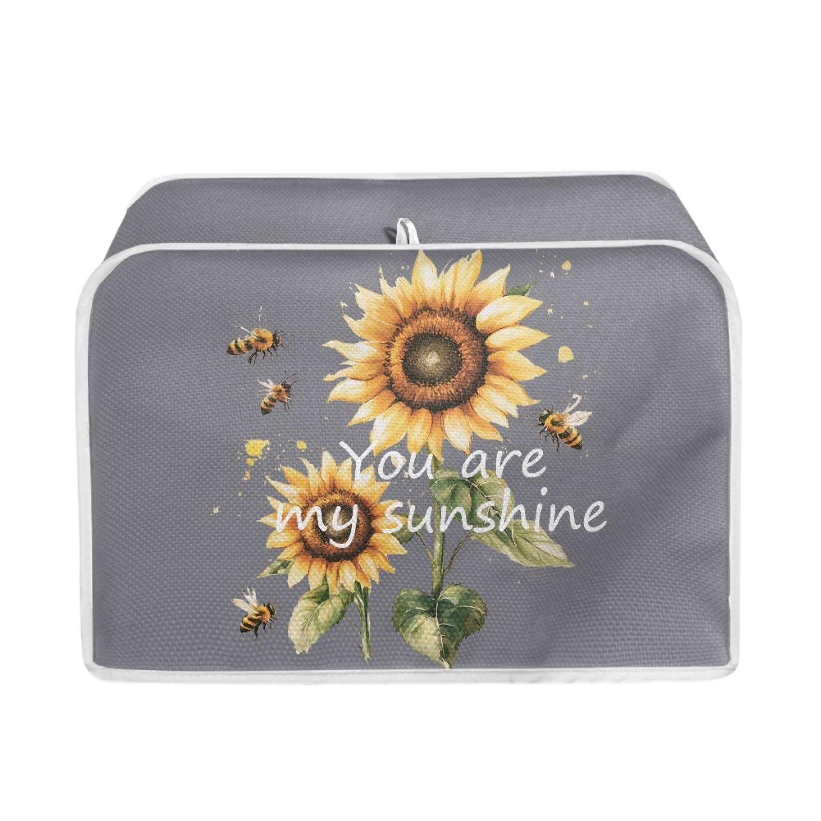 Kitchen Toaster Dust Cover Bakeware Protector Compatible with 4 Slice Toaster Top Handle Design Heat-Resistant Dust Protection Anti-scratch, Sunflower You Are My Sunshine Gray