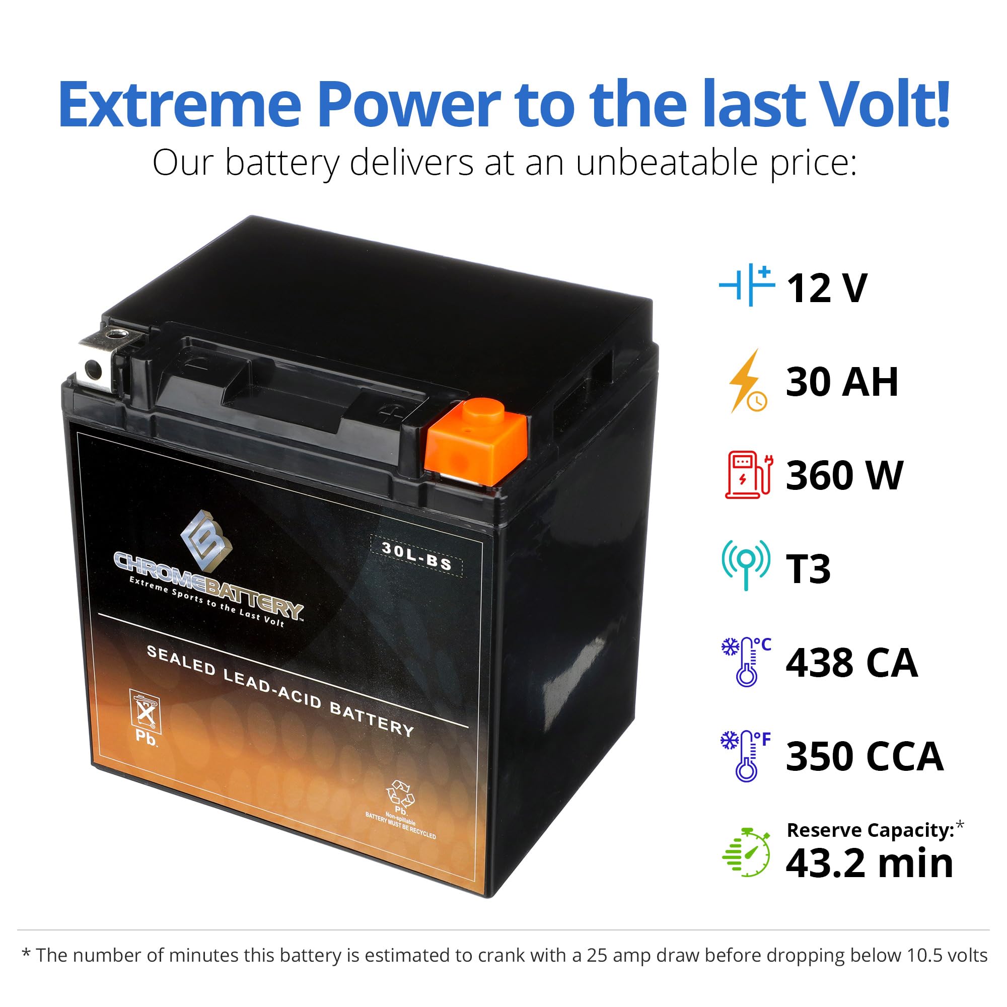 CB CHROMEBATTERY YTX30L-BS 12V 385 CCA AGM – Maintenance