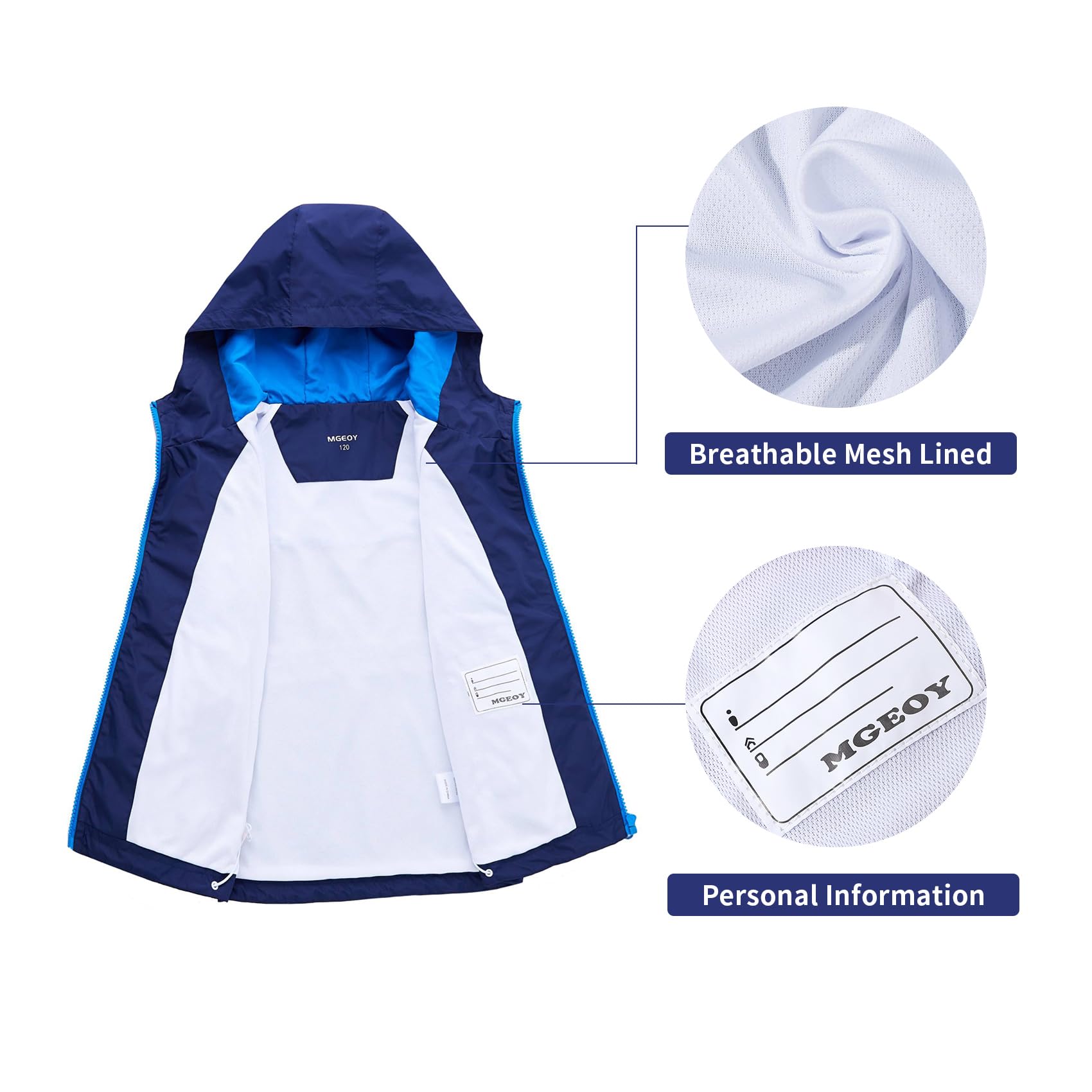 Vestes de pluie imperméables à capuche pour enfants, manteau léger doublé en maille pour filles et garçons, 5 à 16 ans