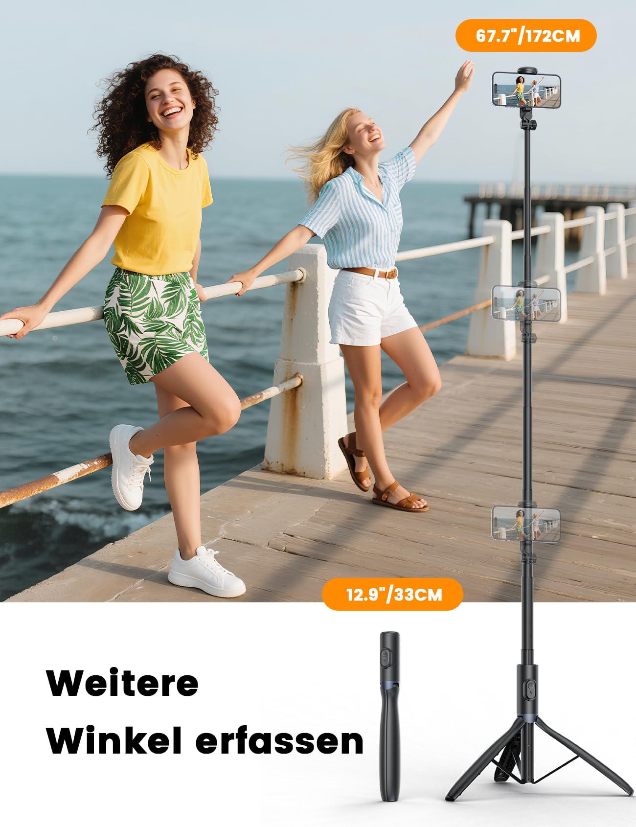ANXRE Handy Stativ mit Licht, NT99 172cm Selfie-Stick für Smartphone & Kamera, Lichtstativ für Videoaufnahmen, Handystativhalter Ständer Kompatibel mit Smartphone, Kamera, GoPro