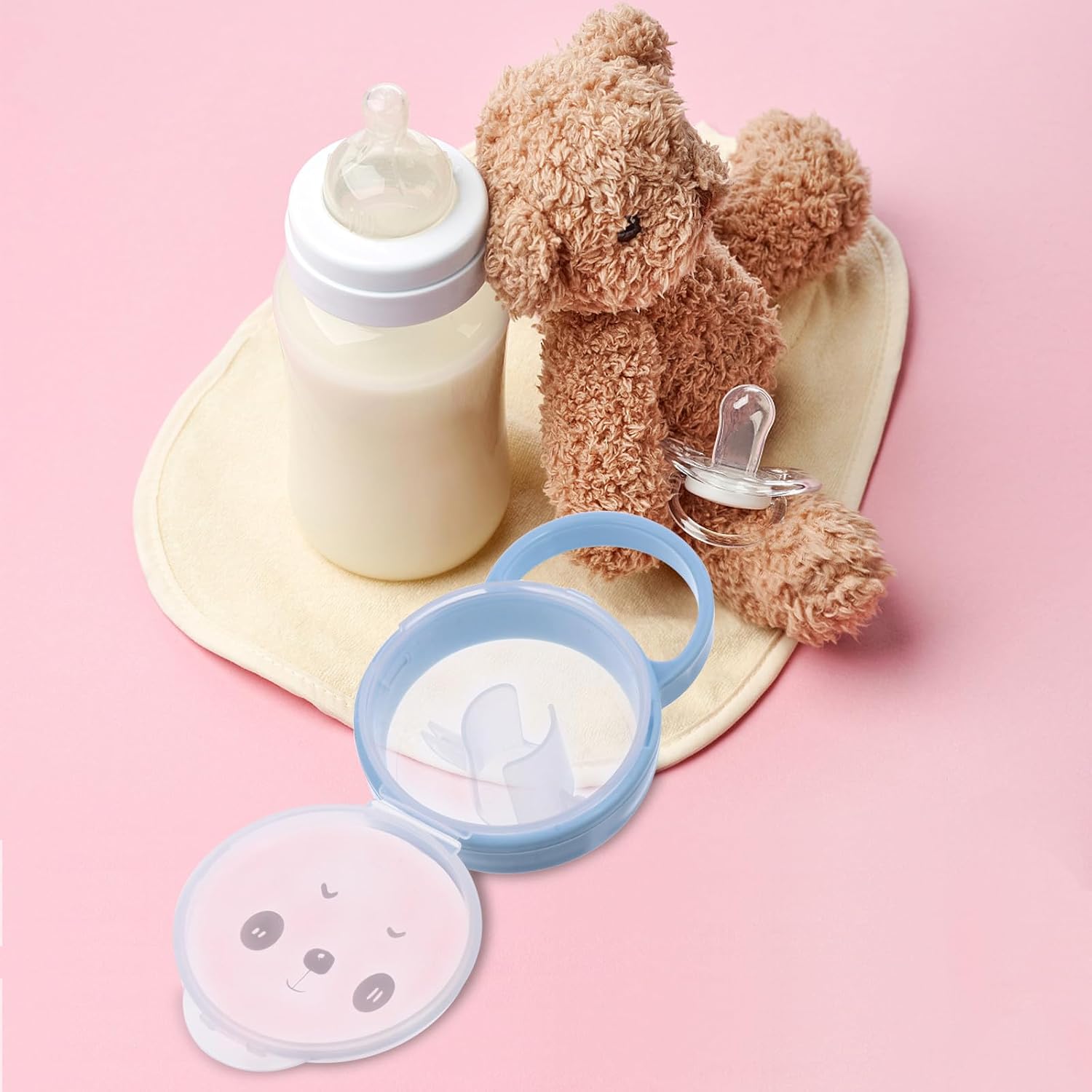 2pcs Storage Case with Handle Pacifier Holder Box Dustproof Portable Soothers Container for Newborn Travel