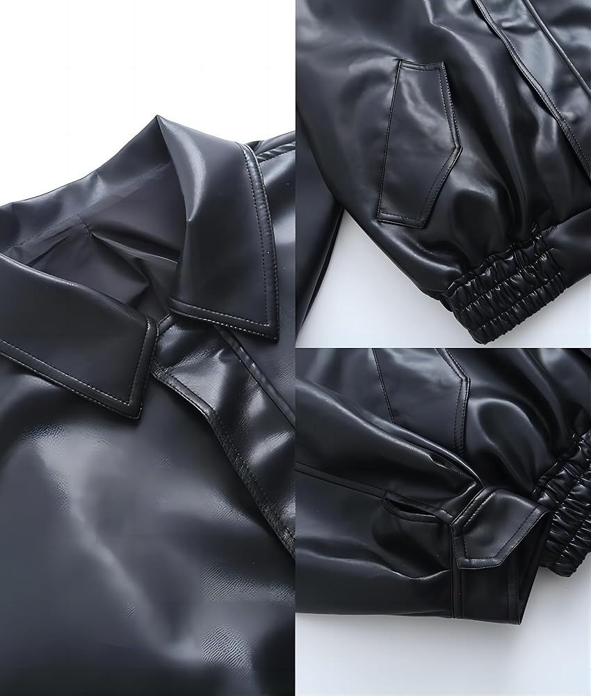 ジャケット・アウター sheller leather like bomber jacket New Zara Aviator Leather Jacket w Faux Shearling S M L 5479
