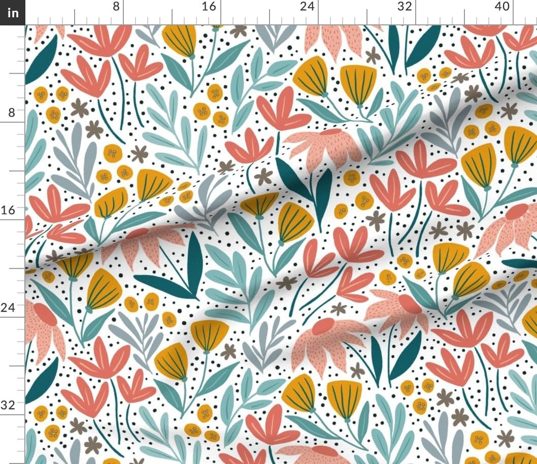 Spoonflower Fabric - Floral Bloom Spring Flowers Flower Garden Cone Wildflowers Printed on Petal Signature Cotton Fabric by The Yard - Sewing Quilting Apparel Crafts Decor