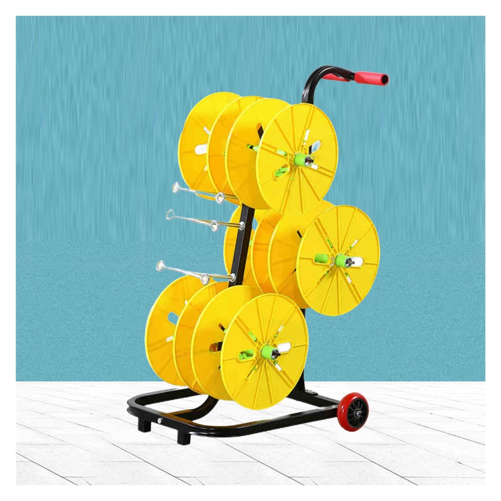 WDSOPK Wire Spool Rack,Cable Roll Holder for Industrial Workplace,4/6/8 Rods Heavy Duty Wire Spool Cart with Wheels,for Ribbon Filament Storage (6 Rods Wire)