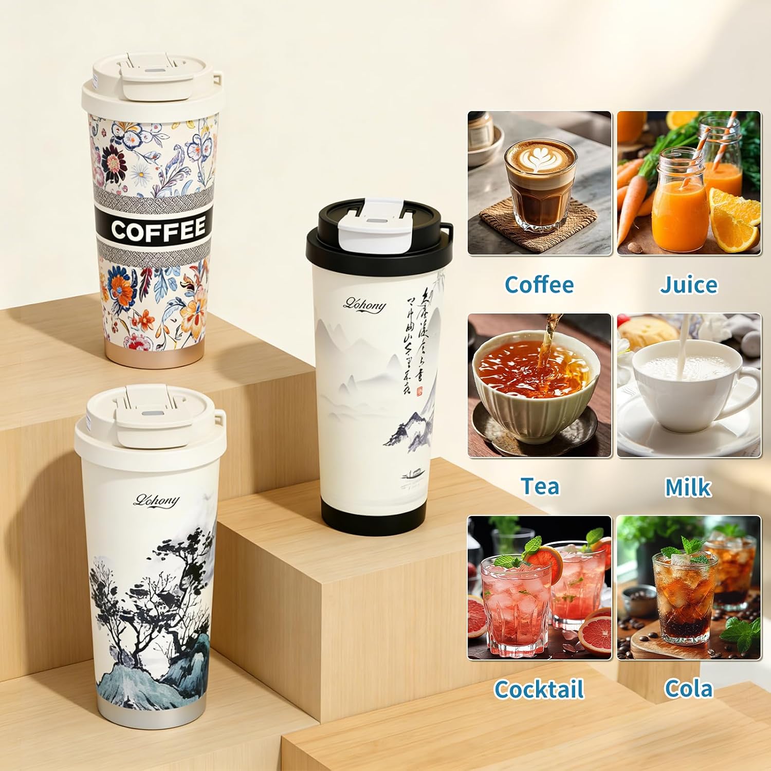 National Trend Style 316 Coffee Travel Mug Stainless Water Bottle 18oz image 2