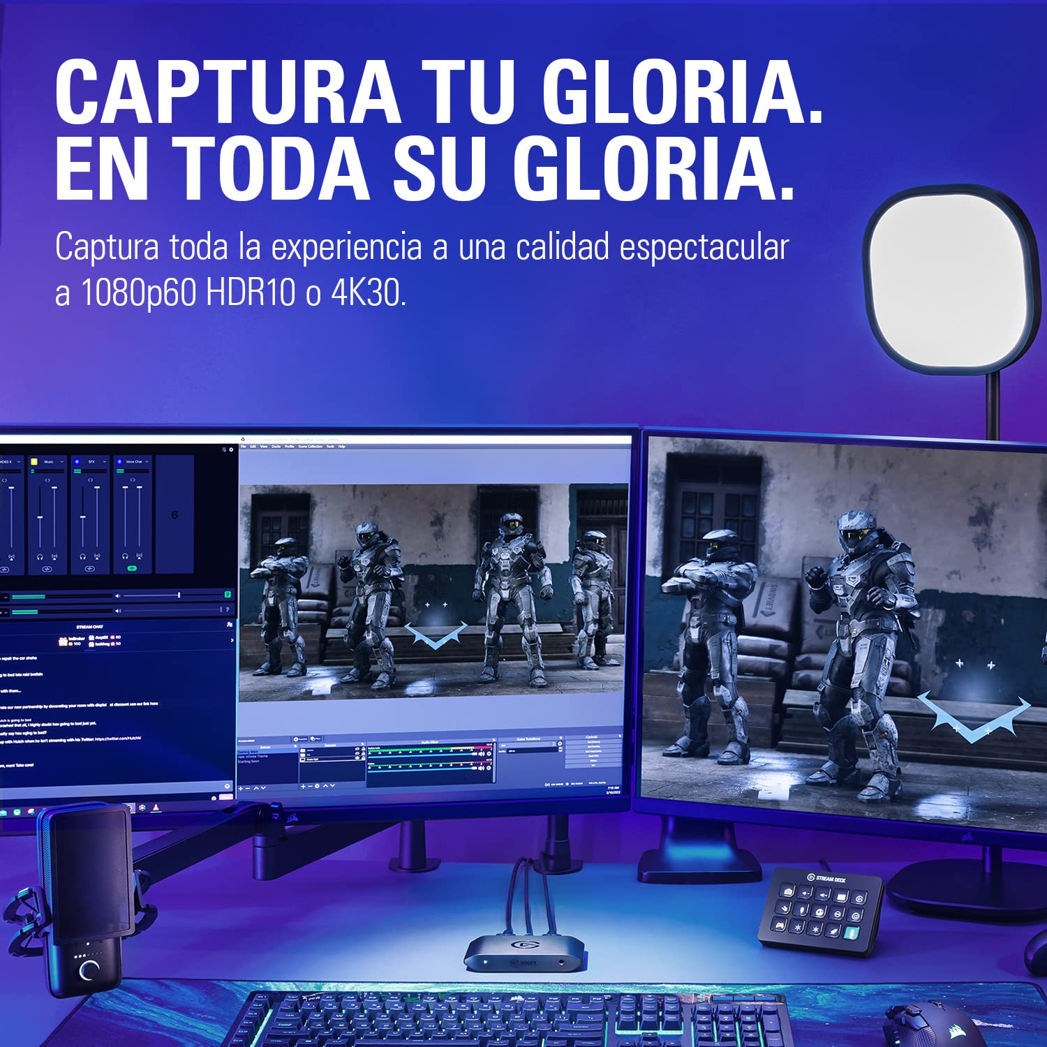 Elgato HD60 X - Haz streaming y graba a 1080p60 HDR10 o 4K30 con latencia ultrabaja en PS5|Pro, PS4|Pro, Xbox Series X|S, Xbox One X|S, Nintendo Switch 2, en OBS y otros, funciona con PC y Mac
