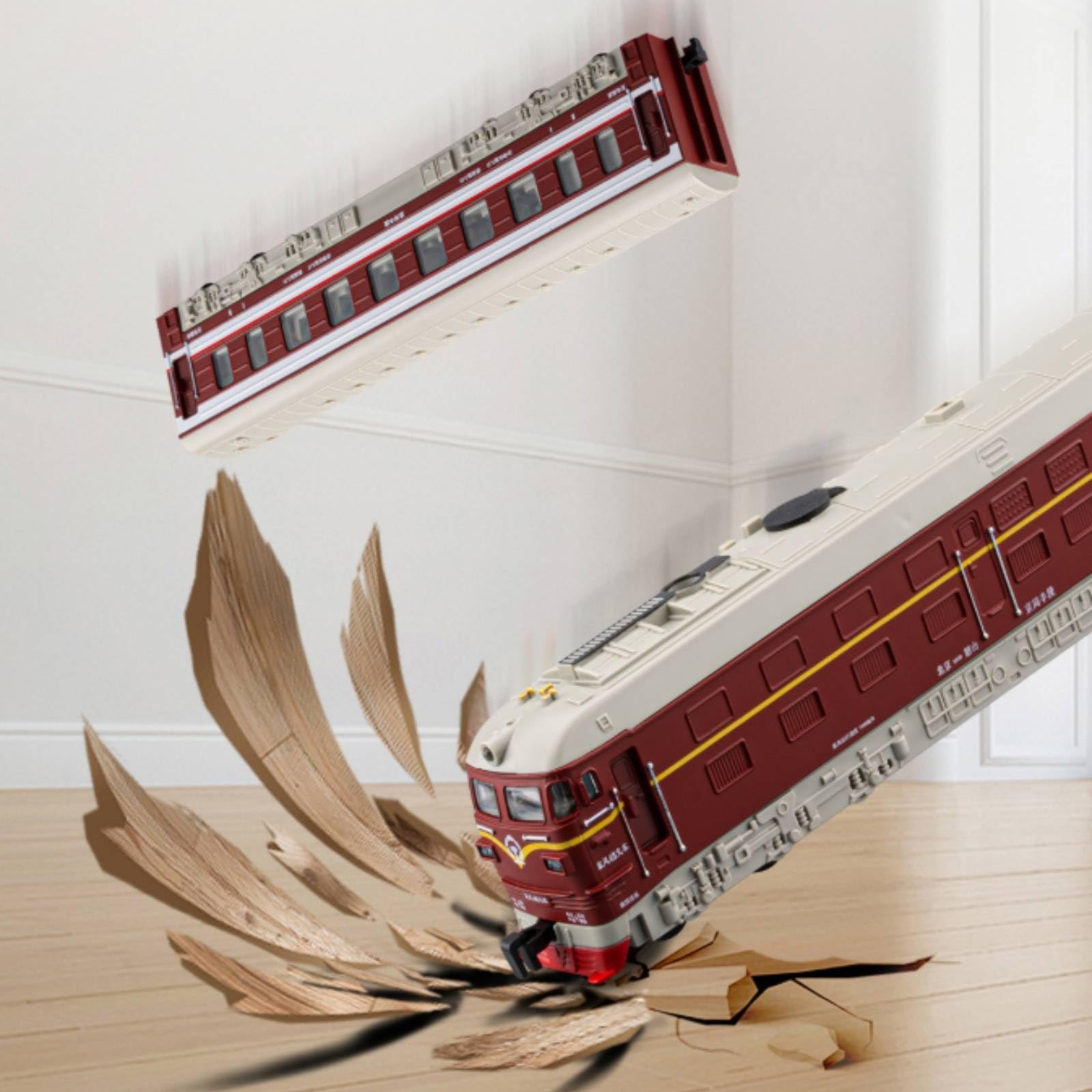 Tren Triple Secciones Acoplamiento Magnético Locomotora Aleación Resistente Modelo Tren Eléctrico, Rojo