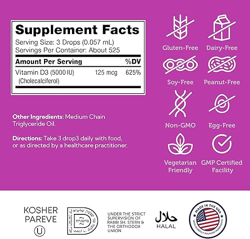 Vista 12 de Zahler Vitamina D líquida, vitamina D3 líquida, 1000 UI, gotas de vitamina D, Kosher, 1 onza