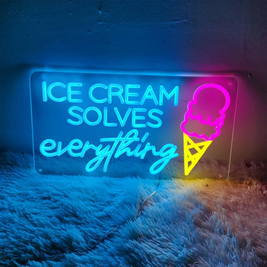 Ice Cream Neon Sign, 19.7 * 10.4 inch Led Neon Lights Signs