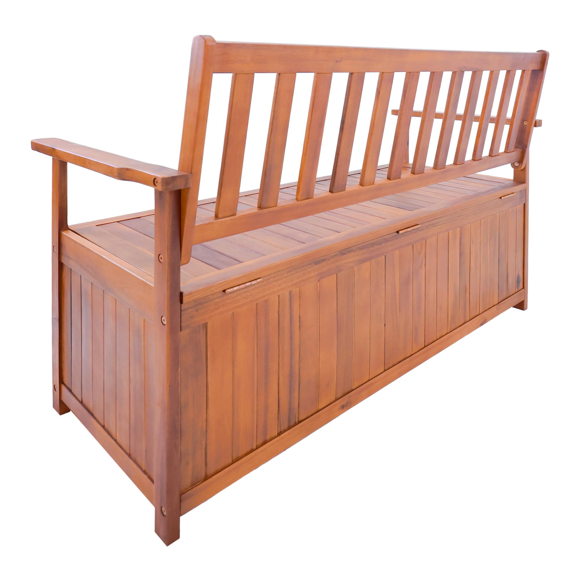 [en.casa] Gartenbank Avezzano mit Staufach Sitzbank für 2 Personen Truhenbank 2-Sitzer Outdoor-Bank aus Akazienholz 130x60x88cm Holzfarben