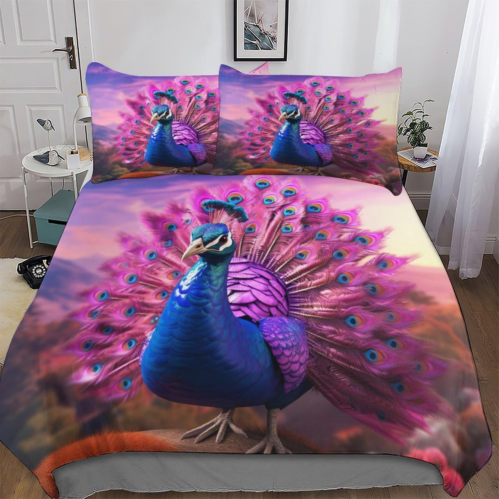 Housse de couette paon pour transformer votre chambre en oasis de nature