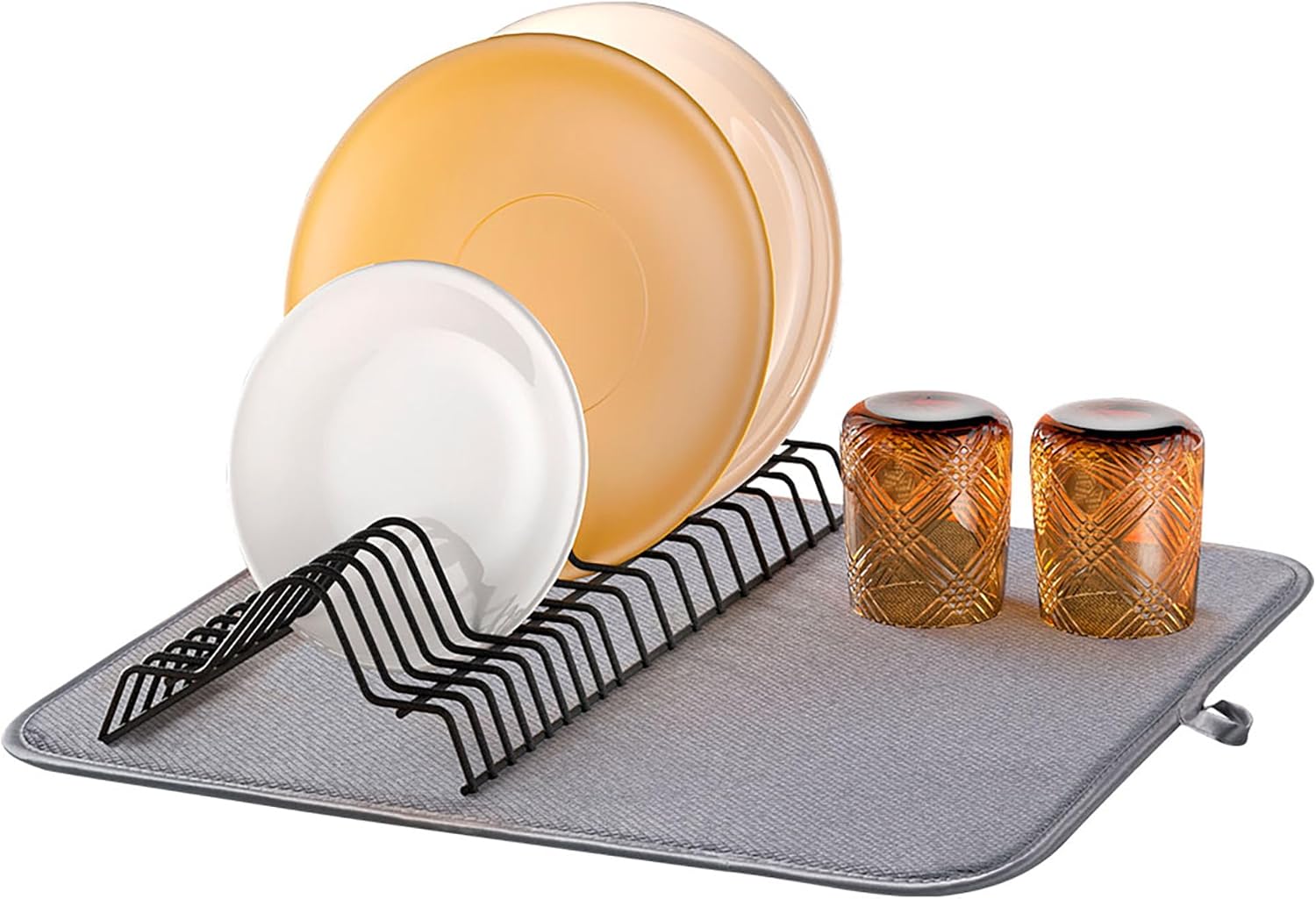 Metaltex Dish Drainer with Microfibre Mat 45x40x7 cm Nero E Grigio