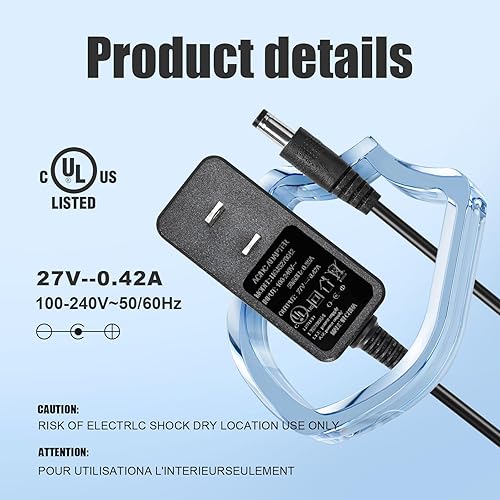 Miniatura 2 de Cargador de pistola de masaje de imagen más nítida de 27 V compatible con pistola de masaje Sharper Image 2437599 (no para 18V) 1011666 1013002