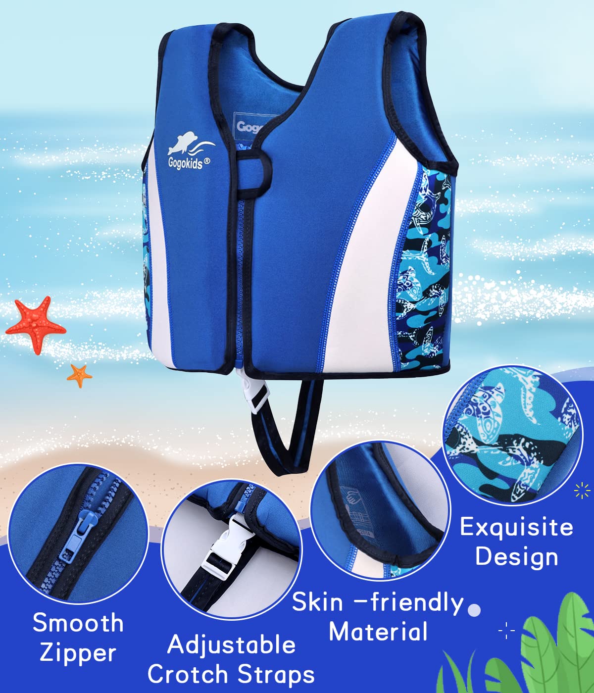 Fille Garçon Gilet de Natation - Enfants Maillot de Bain Veste avec Flottaison Entraînement de Natation 2-6 Ans