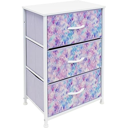 Amazon Com Sorbus Nightstand Storage Organizer Chest With 3 Drawers Kids Girls Boys Bedroom Furniture Chest For Clothes Closet Organization Steel Frame Wood Top Fabric Bin 3 Drawer Blue Pink Purple