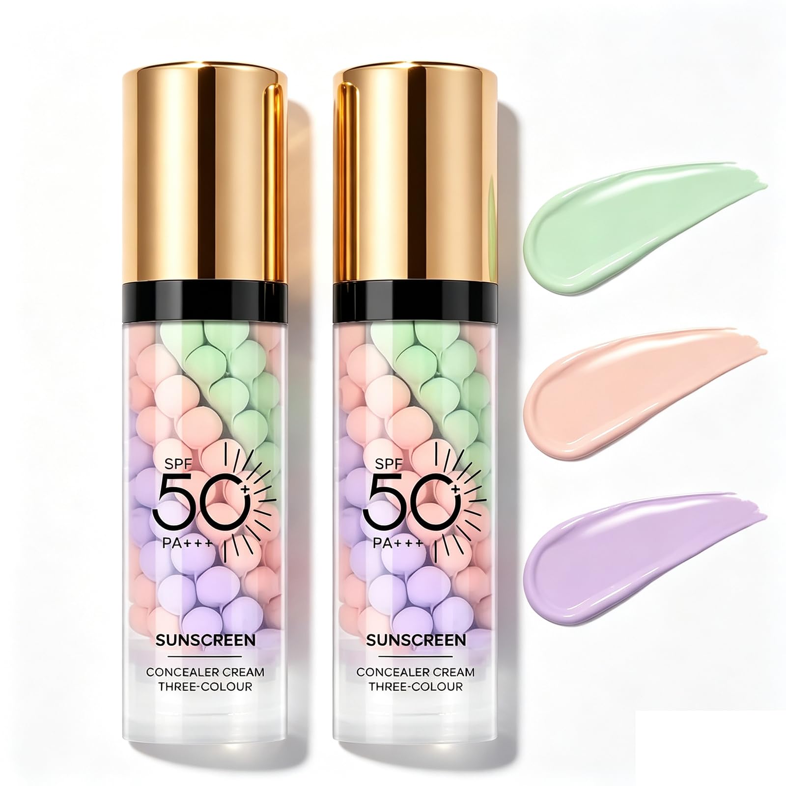 2 Pcs Color Correcting Makeup Primer Facial Serum, SPF 50 PA+++ Sunscreen Isolation Cream, Oil Control Moisturizing Skin Tone Correcting, One Step Color Corrector Face Primer B-2pcs