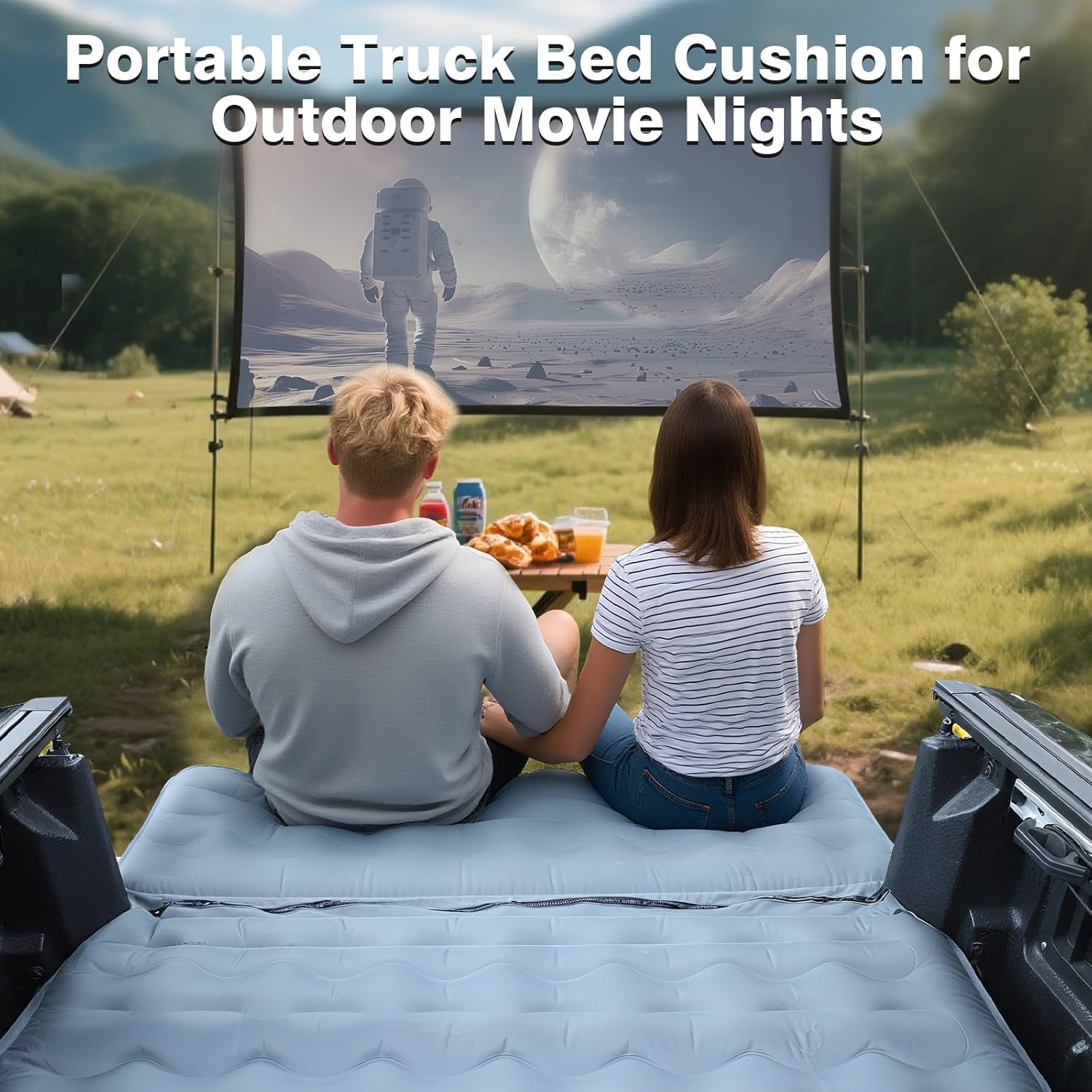 Inflatable Truck Bed Air Mattress for Tacoma (2001-2024) & Jeep Gladiator JT (2019-2024) | 5ft-5.5ft Camping Mattress with 600lbs Capacity, 300D Oxford Fabric, Anti-Slip Design for Truck Bed Camping