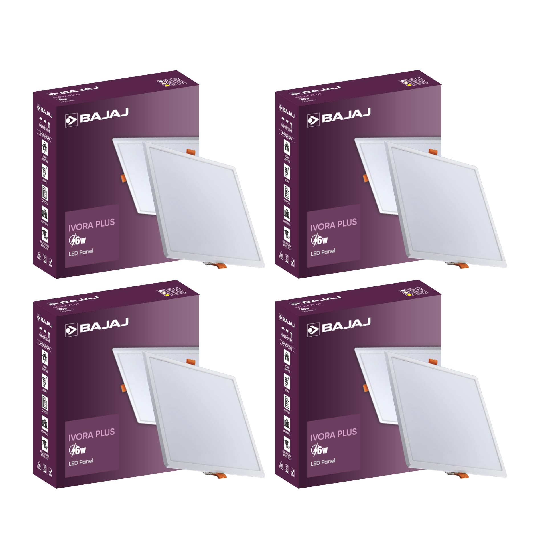 Bajaj Plastic Ivora Plus LED Panel | 6W Square Panel For Ceiling | Soothing Light | Cool Day Light (Pack Of 4)-image-21