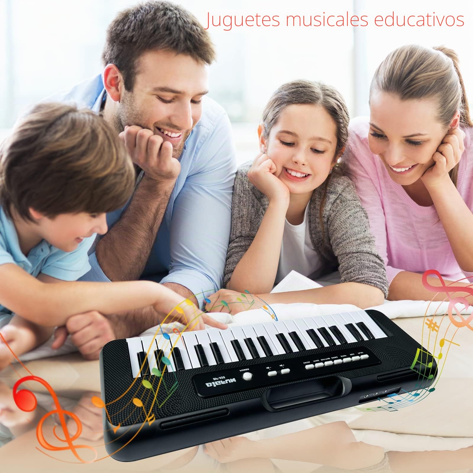 Teclado de Piano para Niños, 37 Teclas Electrónicos Piano Musical con Micrófono, Aprendizaje Portátil Educativo Navidad Cumpleaños Juguetes para 3 4 5 6 7 8 Años Niñas Niños