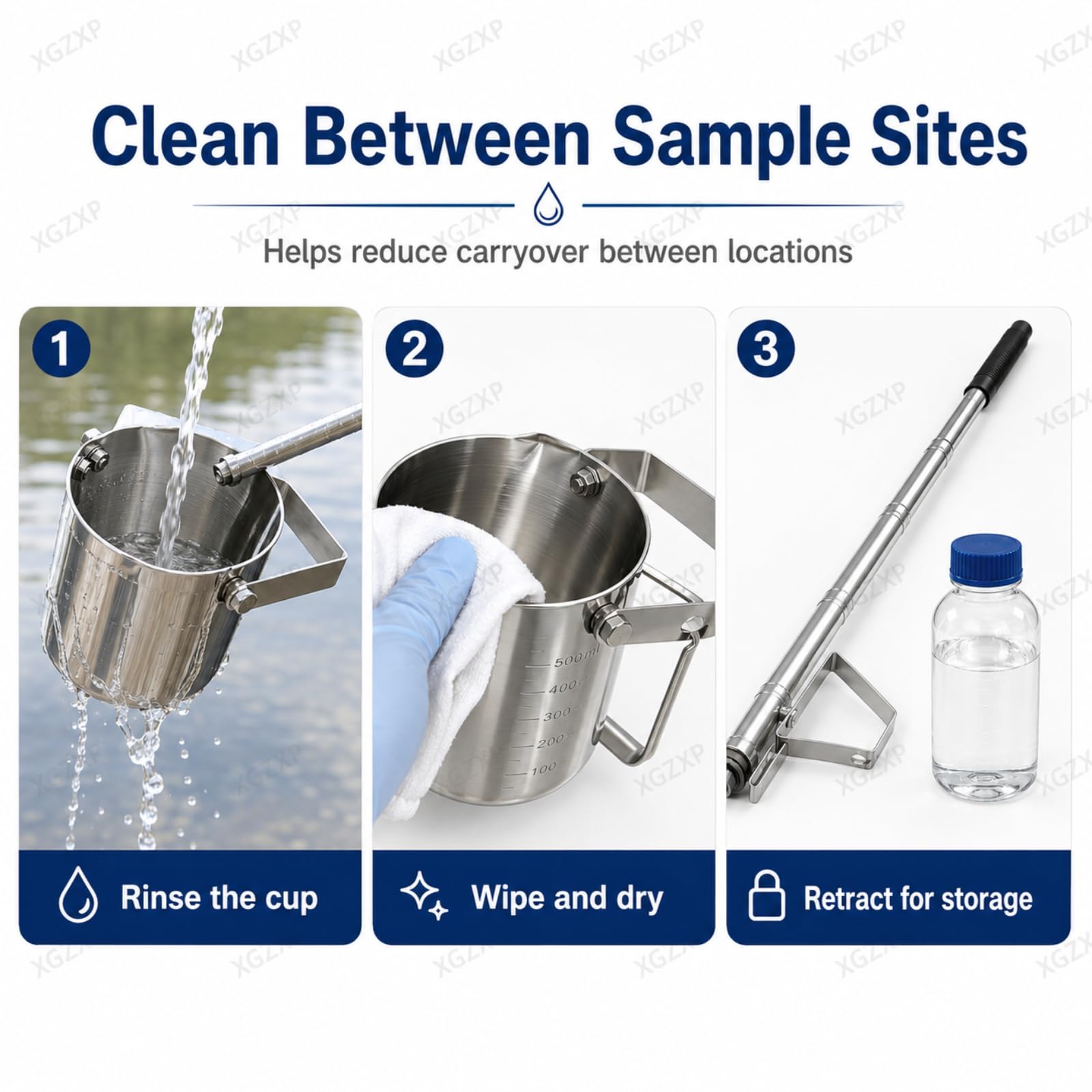 Cucharón Telescópico para Muestreo De Agua, Cucharón De Acero Inoxidable para Muestreador De Vasos De Precipitados con Péndulo, Vaso Graduado Desmontable para Muestreo 500ml-3m