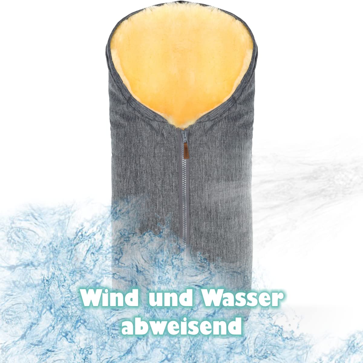 Merino Lammfell Fußsack Winterfußsack für Kinderwagen Baby universal für Babyschale Autositz Gr. 0 (Hellgrau Melange)
