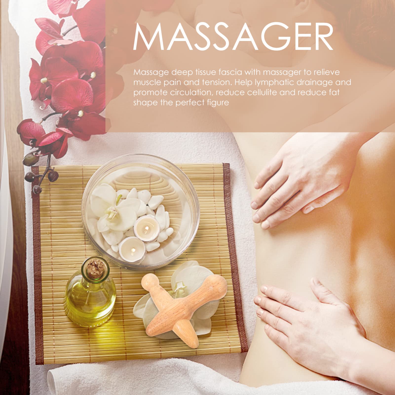 FRCOLOR 4 Stück Massagestab Gewebe Menschenlandschaft Kiefer Hausschuhe Vakuum massage zubehör massagezubehör professionelles Fußmassagegerät Tragbares Akupunkt-Massagegerät hölzern Beige