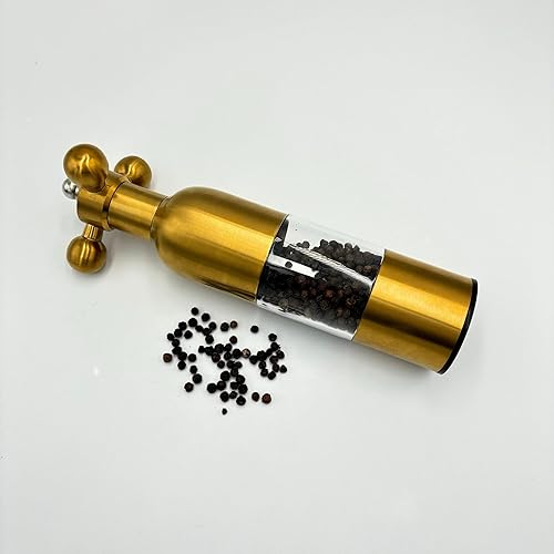 Miniatura 4 de Juego de molinillo manual moderno de sal y pimienta (dorado, 1 unidad) con mango sólido, juego de molinillo de acero inoxidable, mezclador de grifo