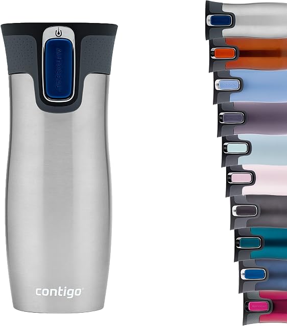 Contigo West Loop Autoseal Travel Mug, Stainless Steel Thermal Mug, Vacuum Flask, Leakproof Tumbler, Coffee Mug with BPA-free Easy-Clean Lid