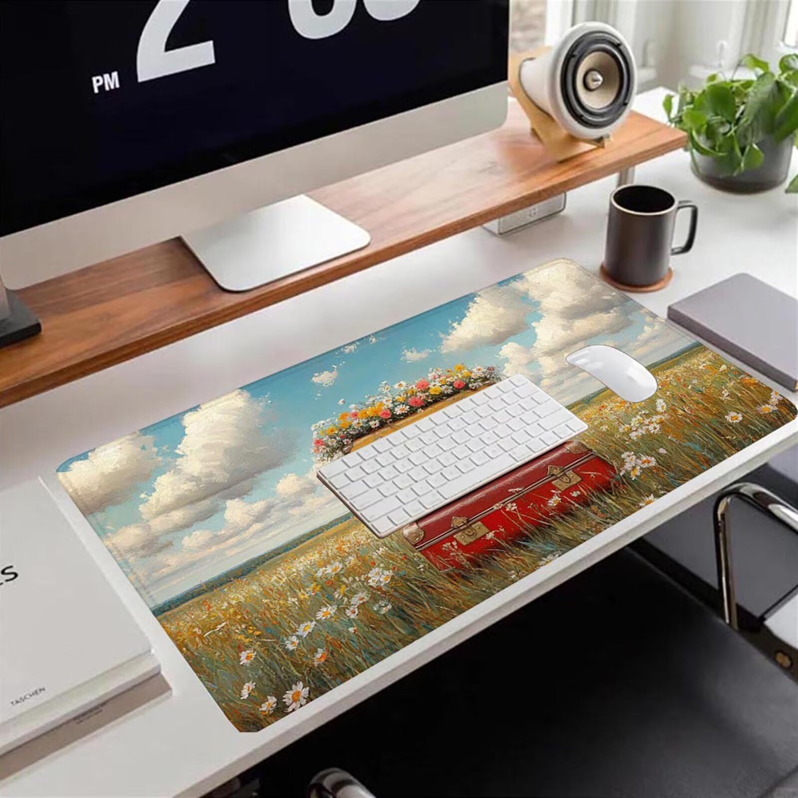 Gamingowa podkładka pod mysz 1200 x 600 x 3 mm, XXL, wodoszczelna, odporna na ścieranie, z przyszytymi krawędziami, niebieska, podkładka na biurko, poprawia prędkość i precyzję pod laptopa, komputer