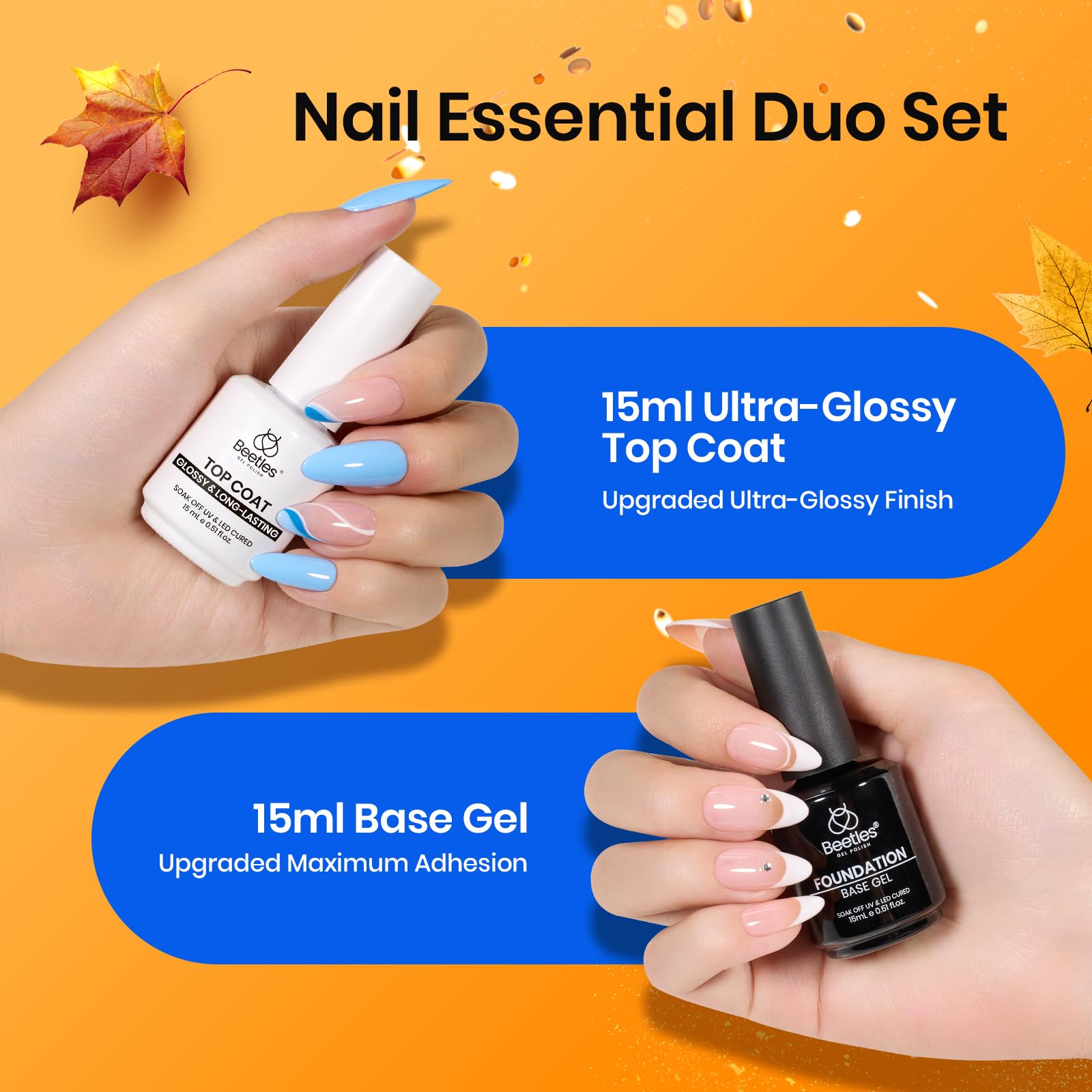 Beetles - Juego de 2 capas base y capa superior de 0.5 onzas líquidas, acabado de gel extra brillante que no se limpia, esmalte de gel semipermanente para manicura de Halloween 2