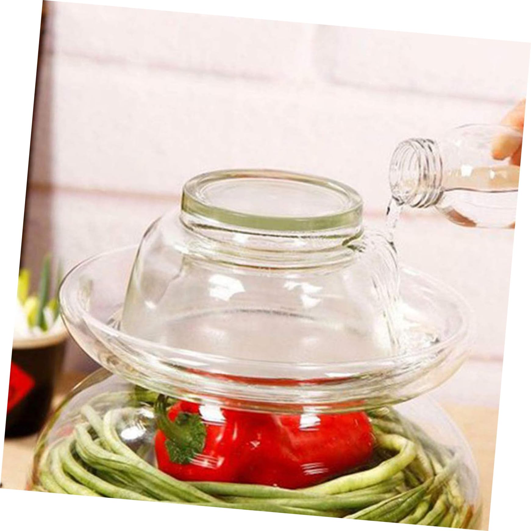 MAGICLULU Gärtopf Glas mit Wasserverschluss und Luftdichtem Deckel Lebensmittelechter Vorratsbehälter für Kimchi und Gemüse Geeignet für Küche und Einlegen