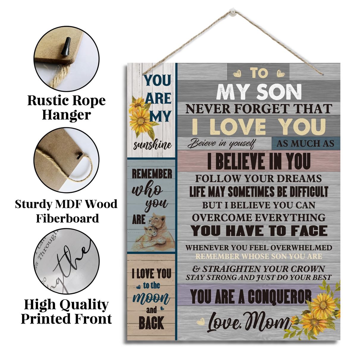 Inspirational Son Gift - Wood Wall Decor -5