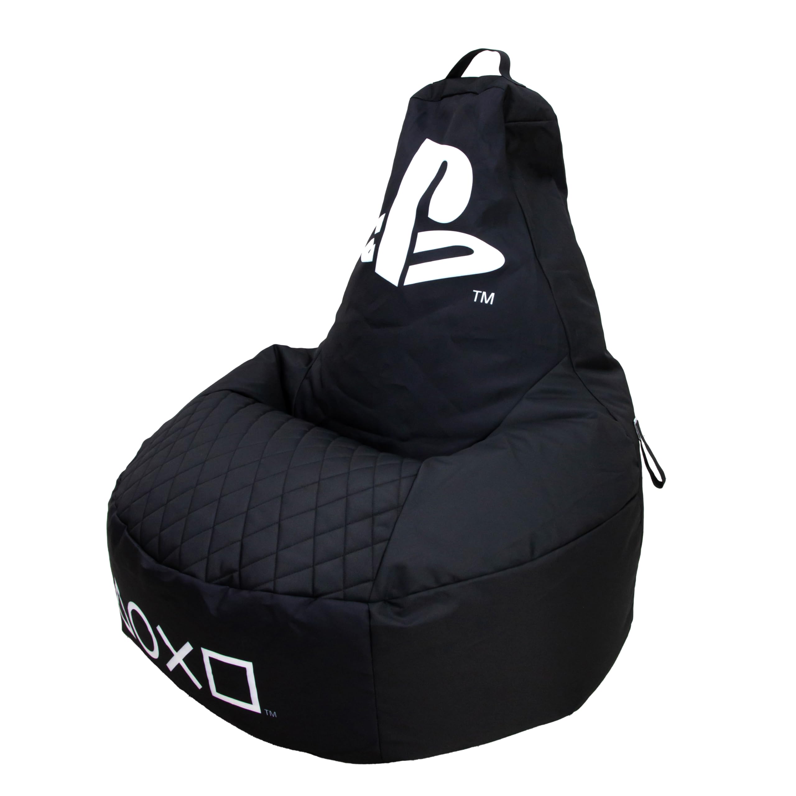 PlayStation Large Bean Bag, Highback Gaming Bean Chair with Filling Included, Comfortable Black and White Logo Design Lounging Chair for All Ages and Indoor and Outdoor Use