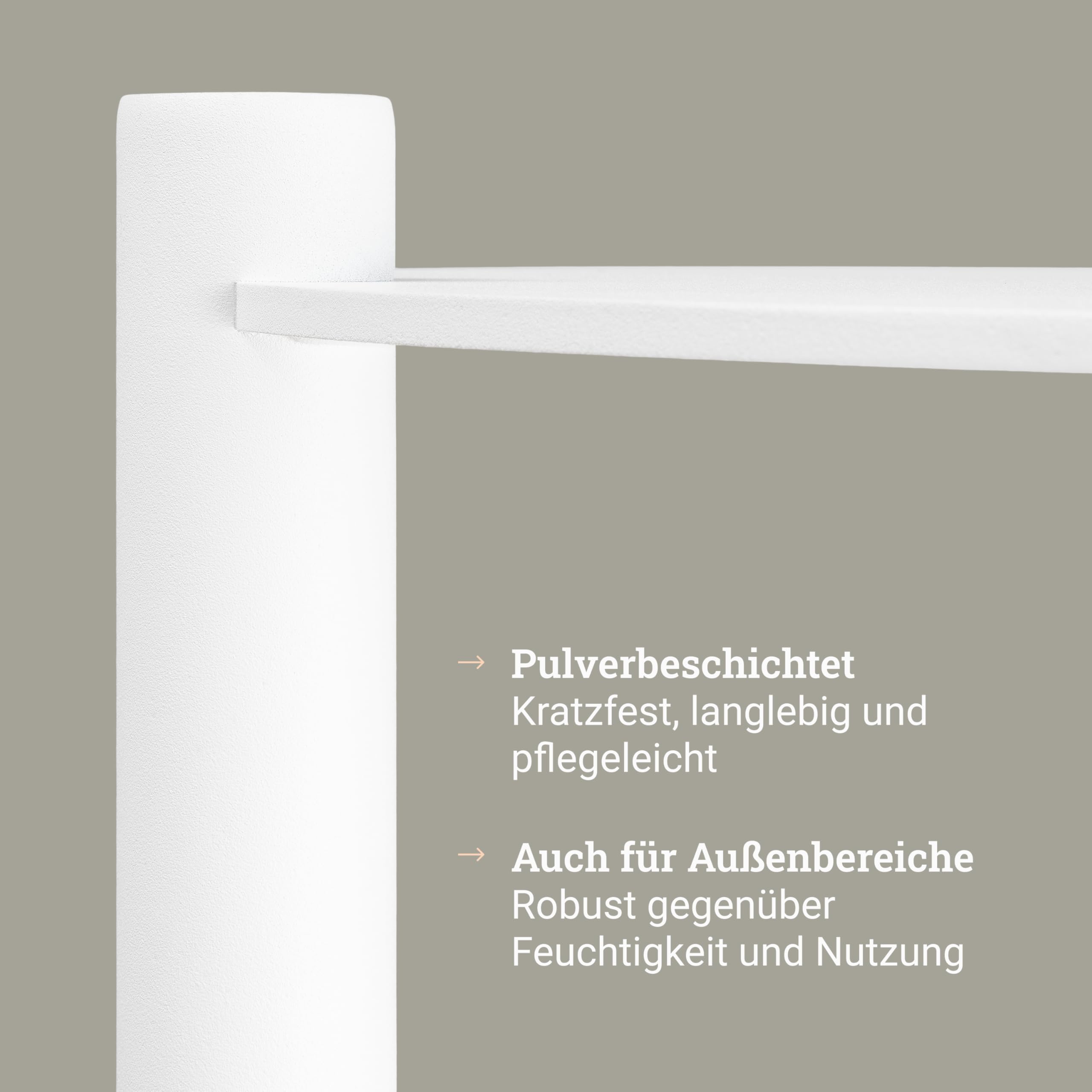Natural Goods Berlin 1x Beistelltisch Luna - Beistelltisch Weiss Metall - Laptoptisch Für Couch 55cm hoch - Couchtisch Metall, Sofa Tisch Ablage - Nachttisch Klein, Couch Tisch Wohnzimmer, Sofa Table