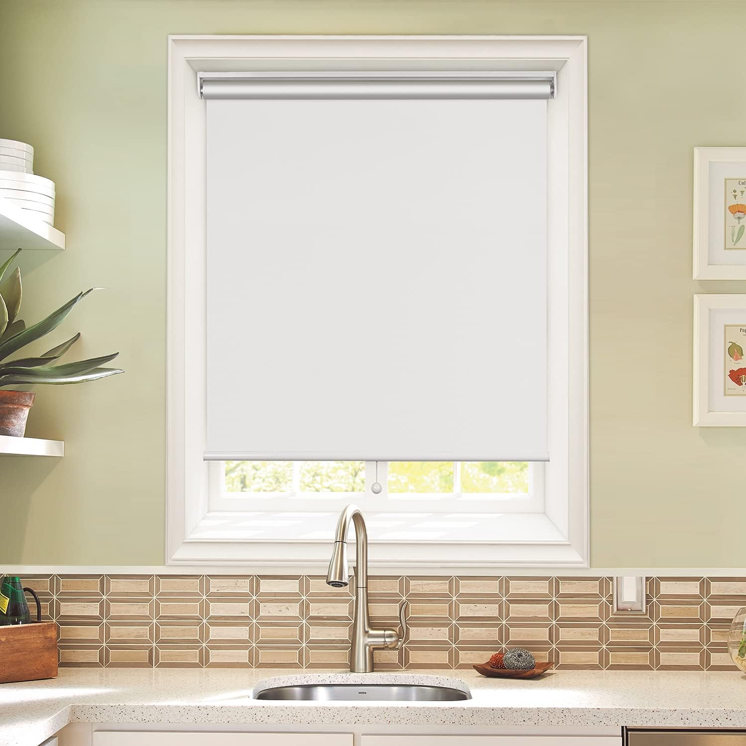 TFSKY Blackout Shades Room Darkening Blinds Cordless UV Protection Roller Blind Blackout Blinds for Bedroom and Indoor Use 48x72, Whtie