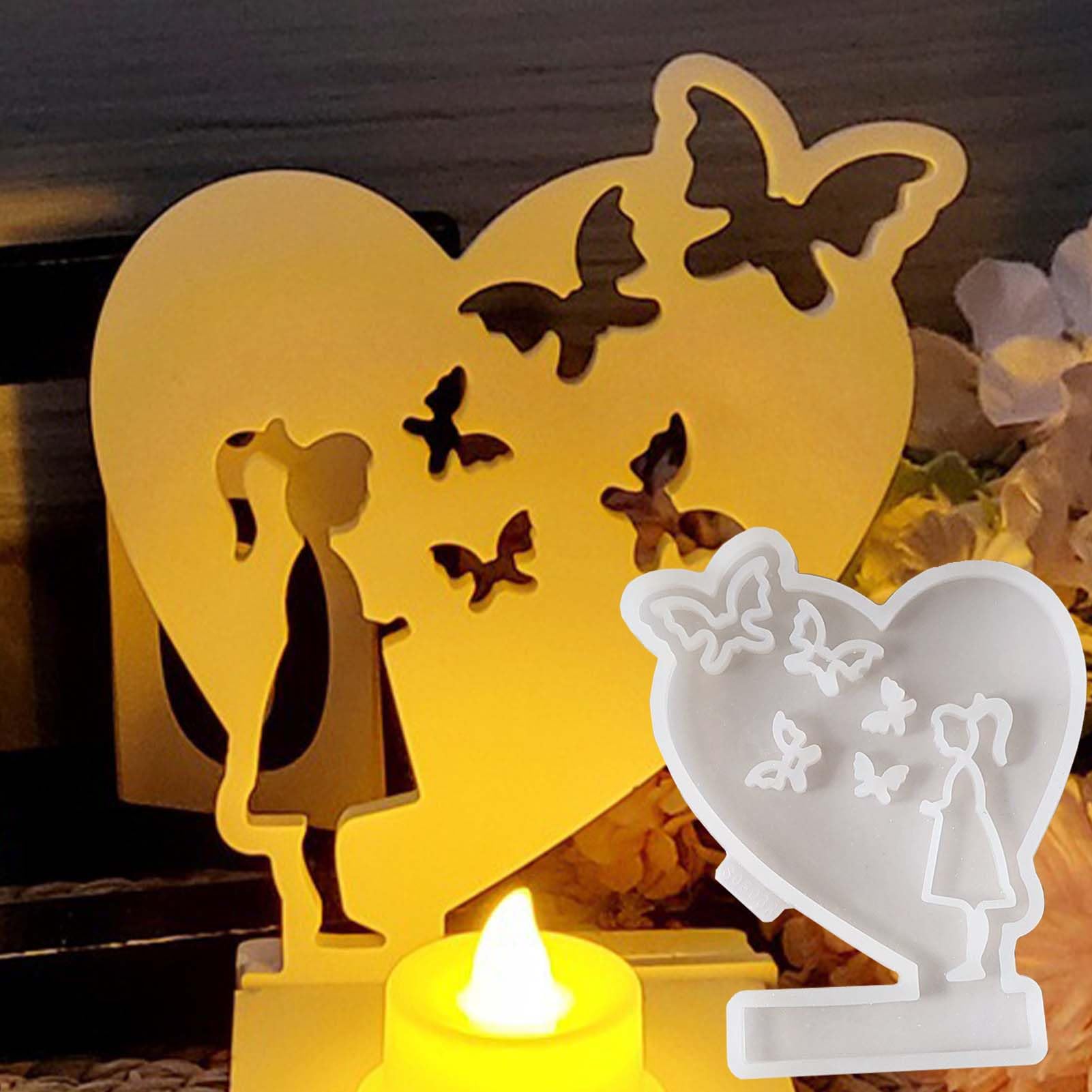 Stampo In Silicone Per Candele A Forma Di Cuore, Fiori, Farfalla - Per Resina, Gesso, Cemento, Riutilizzabile