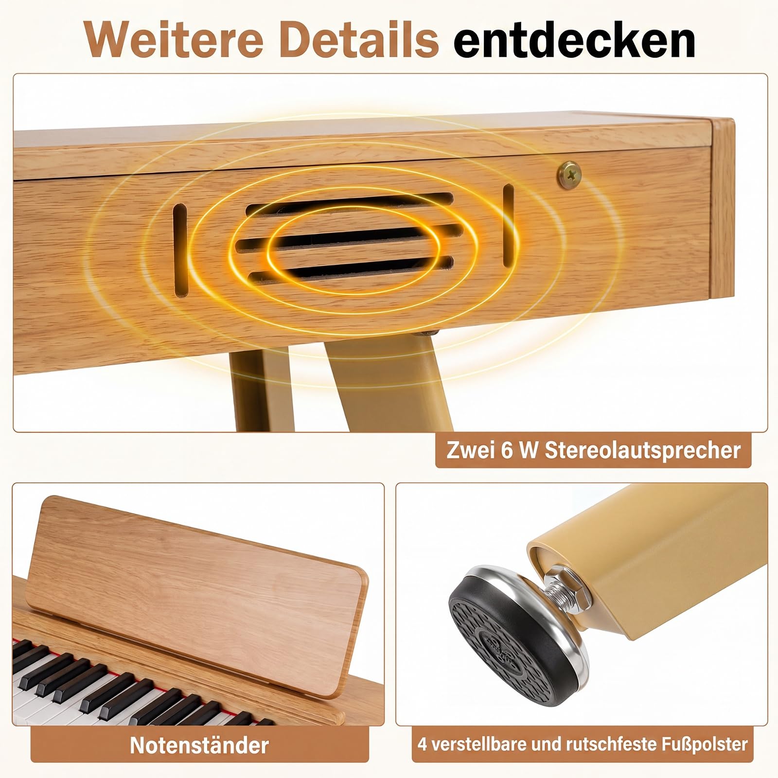 COSTWAY 88 Tasten Digitalpiano, E-Piano mit Ständer halbgewichtete Tastatur | klavier mit 3 Pedale, 800 Klänge, 600 Rhythmen, USB-MIDI-Anschluss, Notenständer, Keyboard für Anfänger & Hausgebrauch