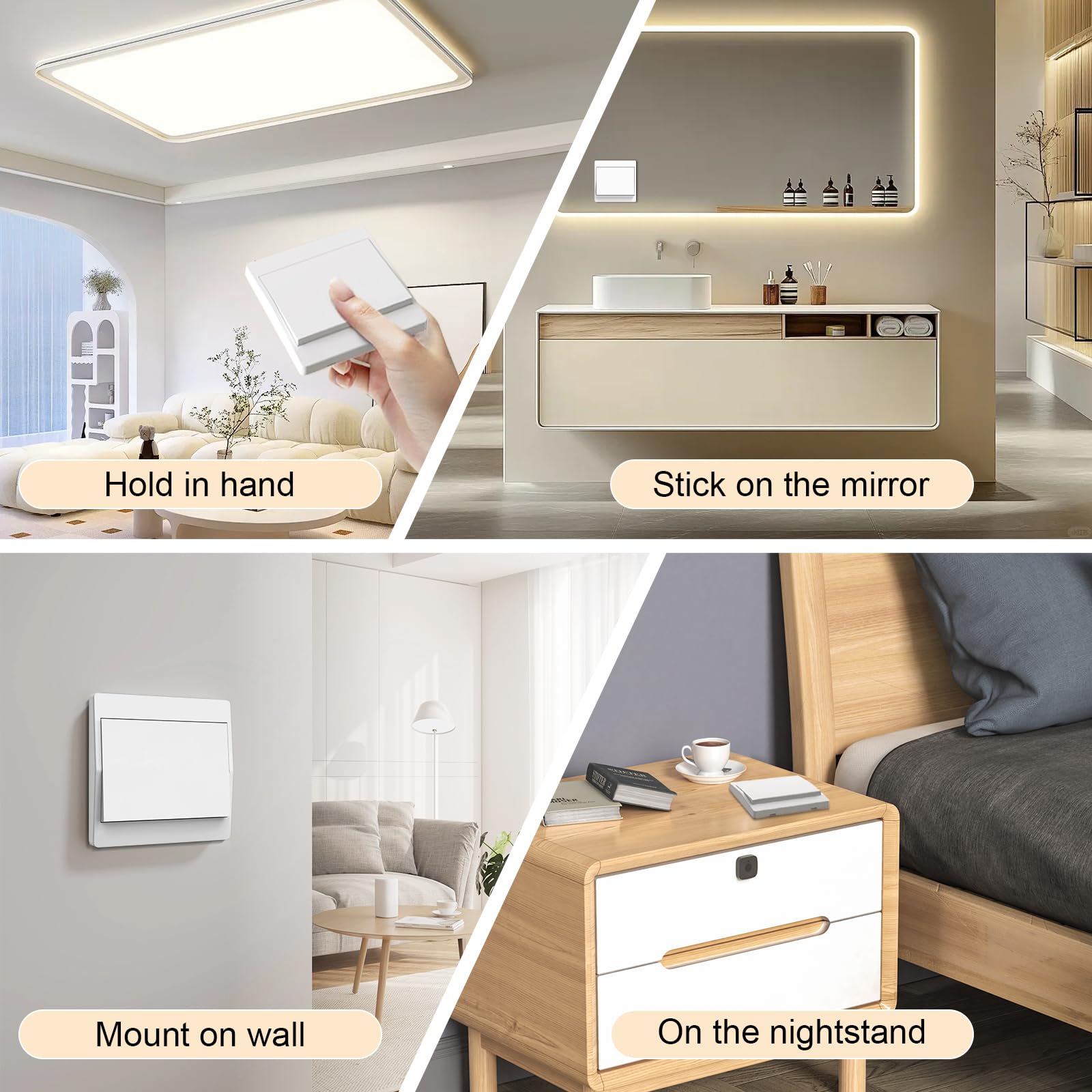 Juego de interruptores de luz inalámbricos de 230 V, interruptor inalámbrico sin batería, resistente al agua (1 receptor+3 paneles de conmutación)