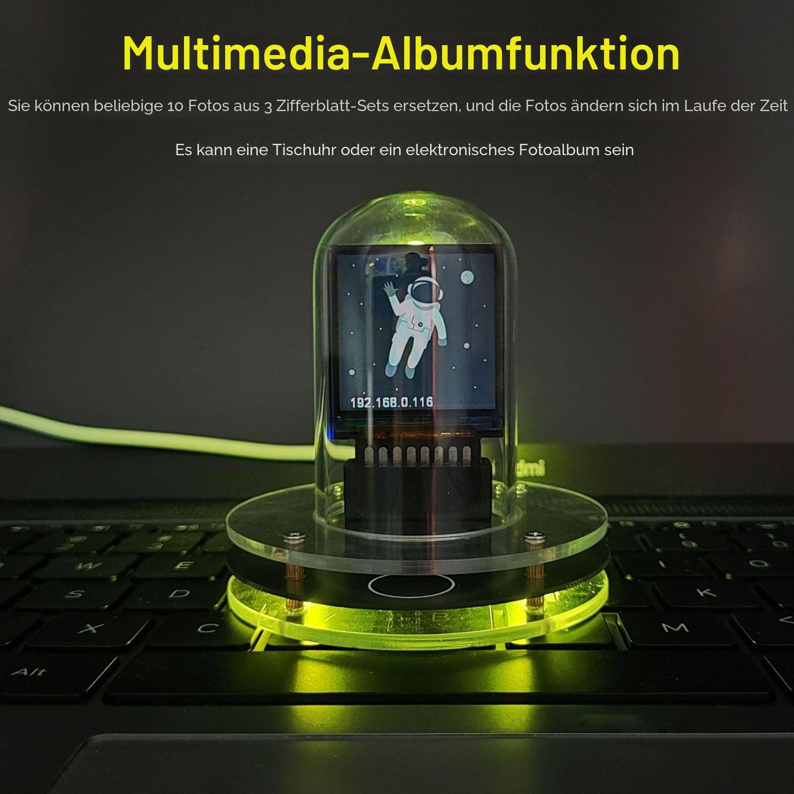 ViaGasaFamido Nixie-Röhrenuhr, Cyberpunk, 12/24-Stunden-Display mit Stimmungsvoller Beleuchtung, Retro für Freunde