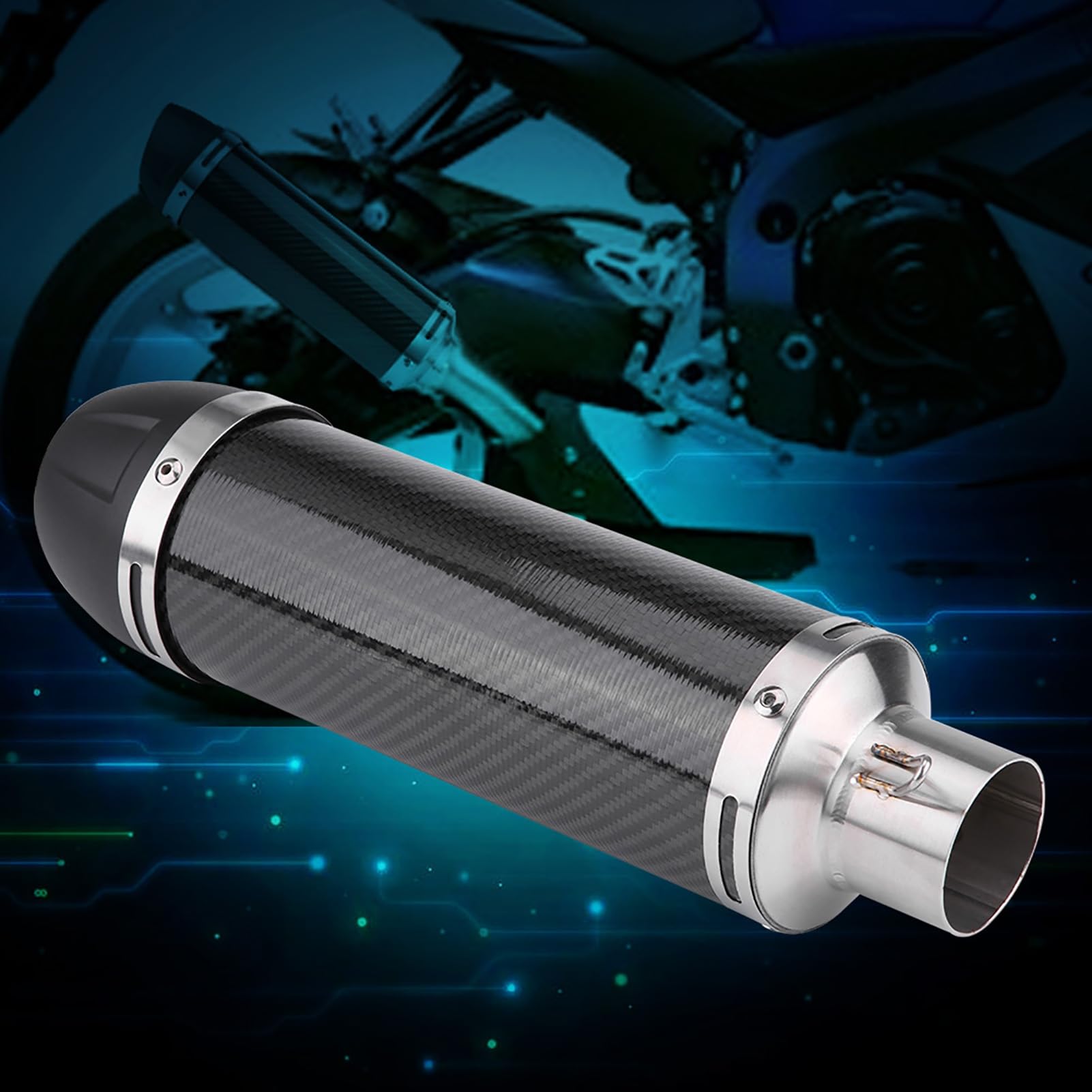 KIMISS Muffler Pipe de 51mm, para motos, fibra de carbono brillante, modificado con DB Killer, tubo de universal