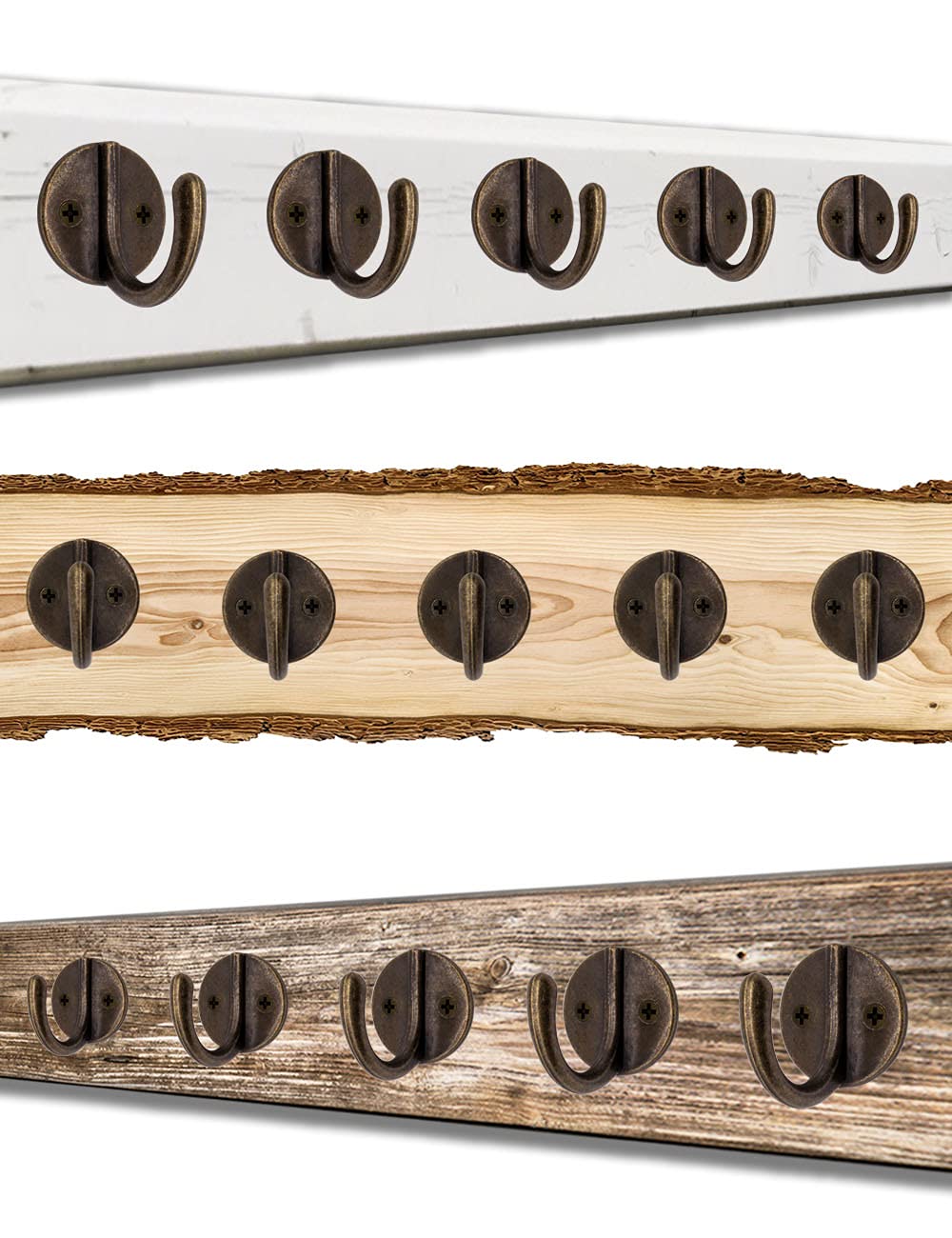 Ganci Appendiabiti In Metallo Massiccio Bronzo Antico - Set Di 5 Pezzi Per Parete, Asciugamani E Vestiti - Foto 10