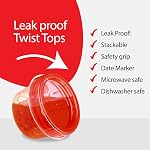 PLASTICPRO 6 Pack Twist Cap Conteneurs de stockage alimentaire avec vis rouge sur le couvercle- 4 oz Contenants de préparation de repas réutilisables - Petits contenants de congélateur Micro-ondes en plastique rouge sans danger